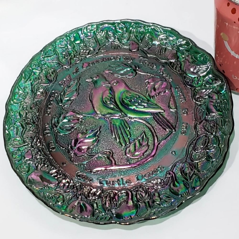 1971 Twelve Days of Christmas 2nd Day of Christmas Two Turtle Doves Green Plate